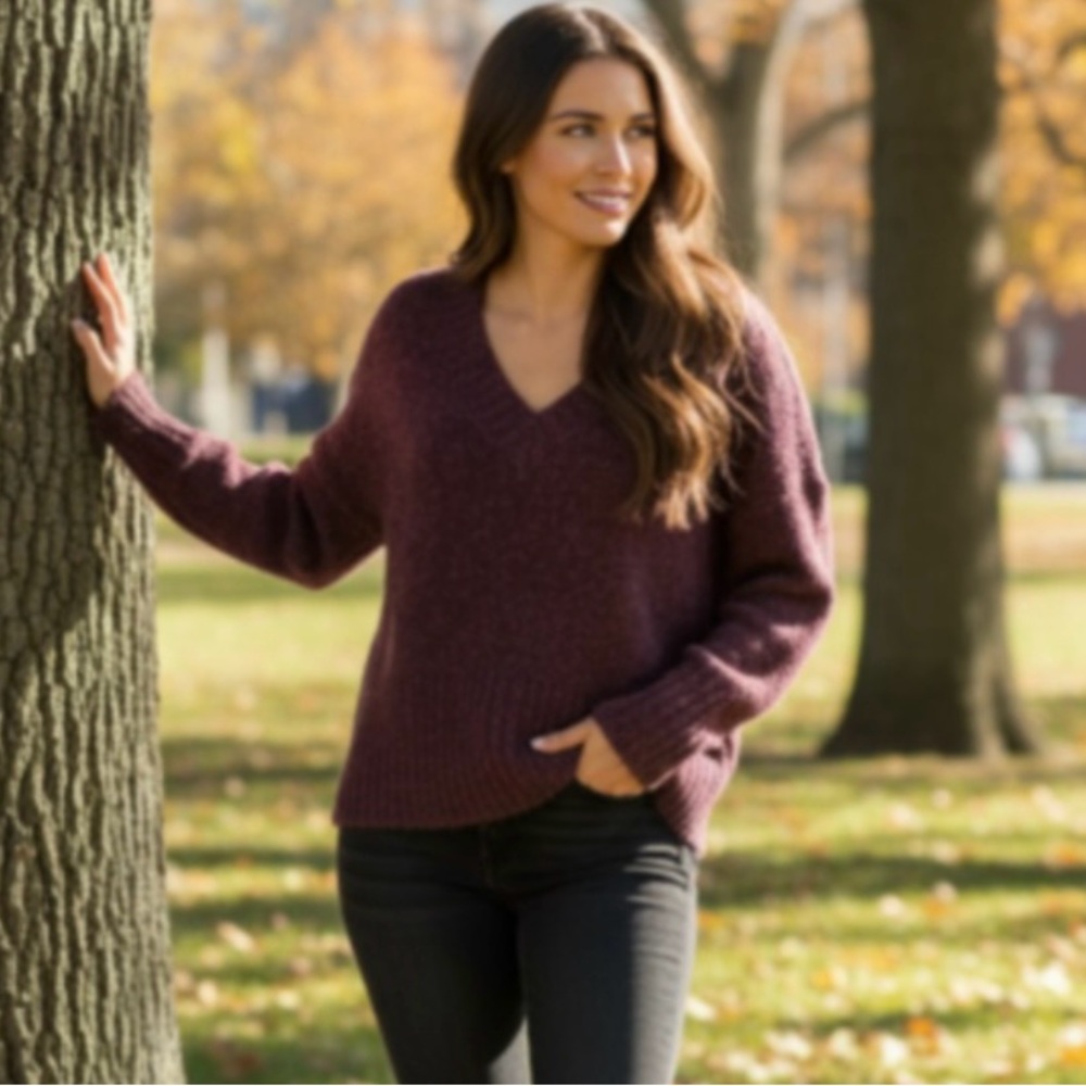 Abound Burgundy Stem V-Neck Sweater By Nordstrom
Size Medium - Picture 2 of 12